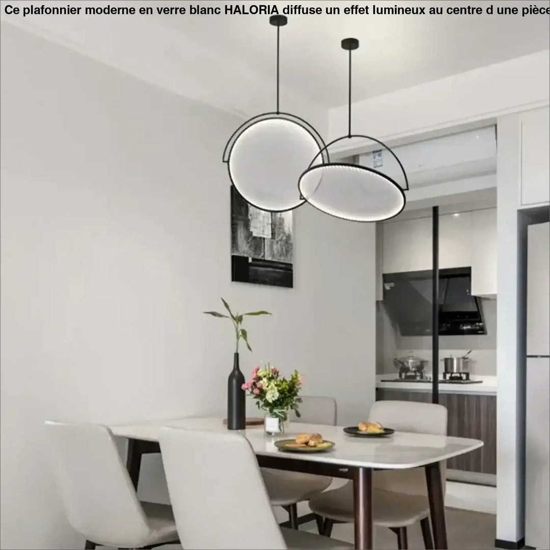Suspension luminaire moderne design sculptural cercle noir

