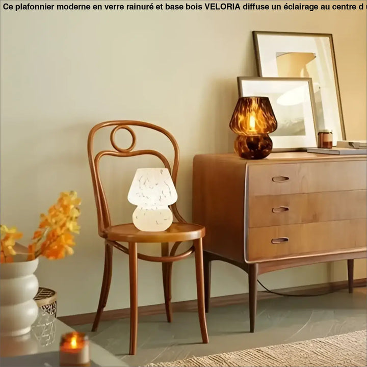 Lampe de chevet en céramique blanche délicate avec motif en dentelle idéale lampe champignon vintage mush