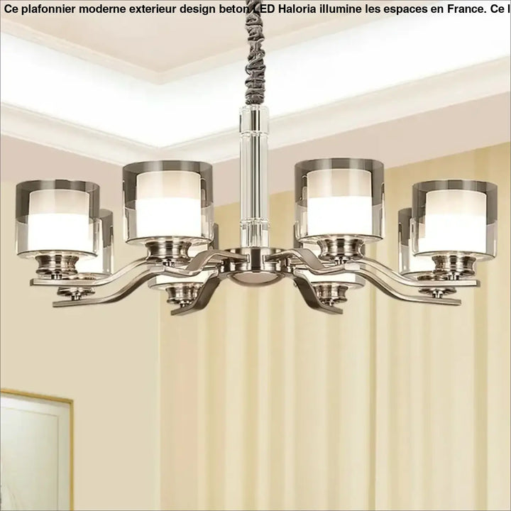 Suspension chromé à abat-jour cylindriques argent design