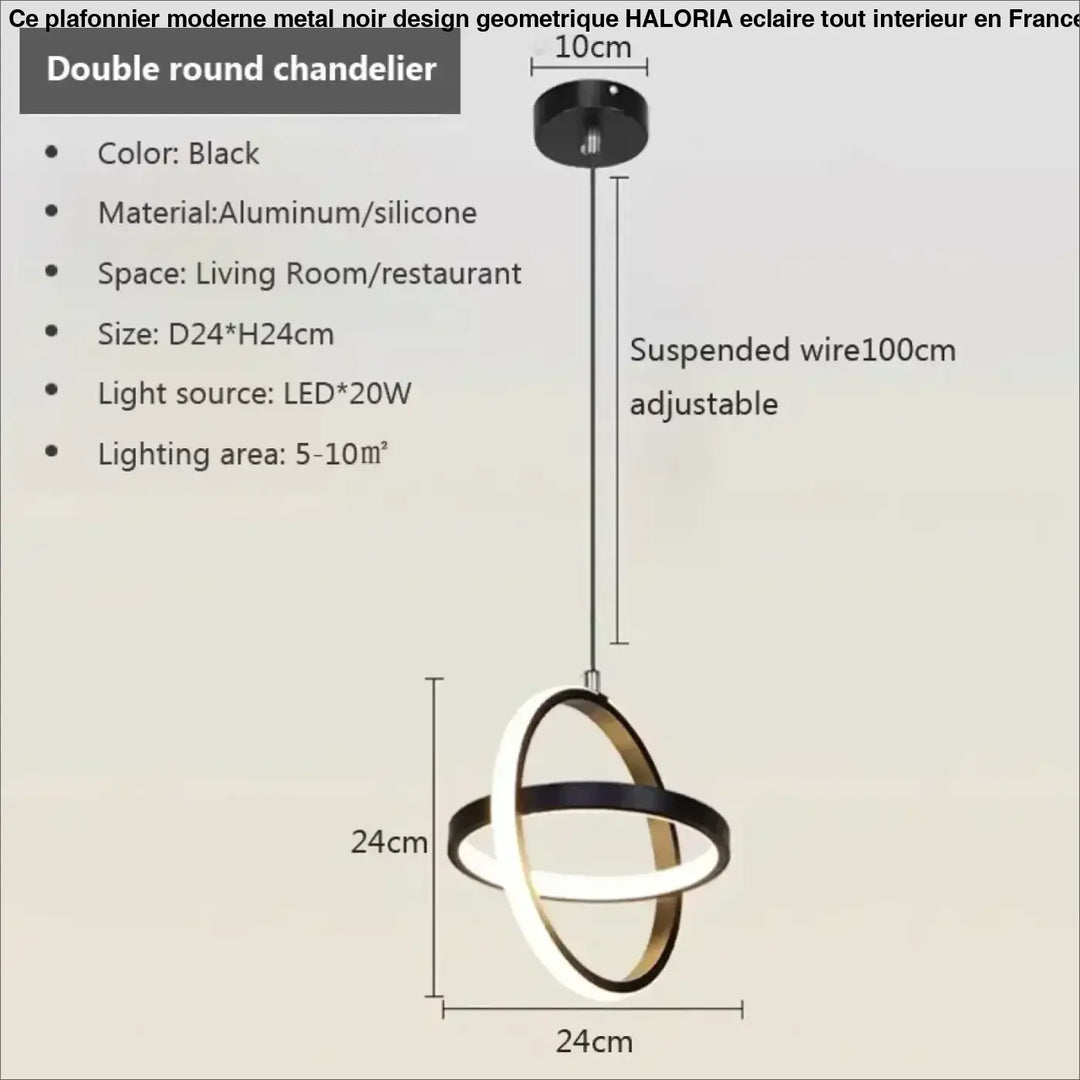 La suspension luminaire minimaliste style géométrique noir