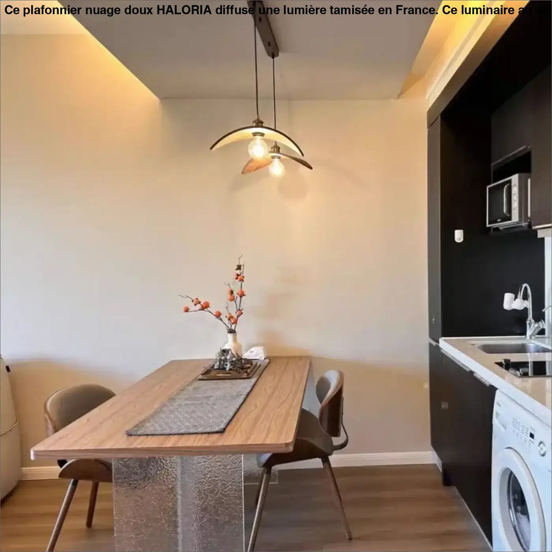 Suspension luminaire en bois et métal au style élégant et moderne