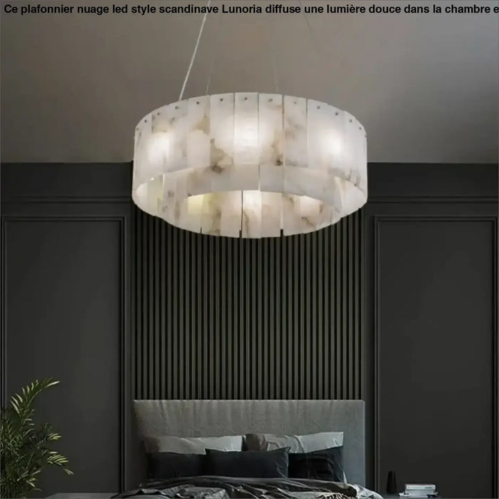 Suspension luminaire circulaire effet marbre suspendu chic

