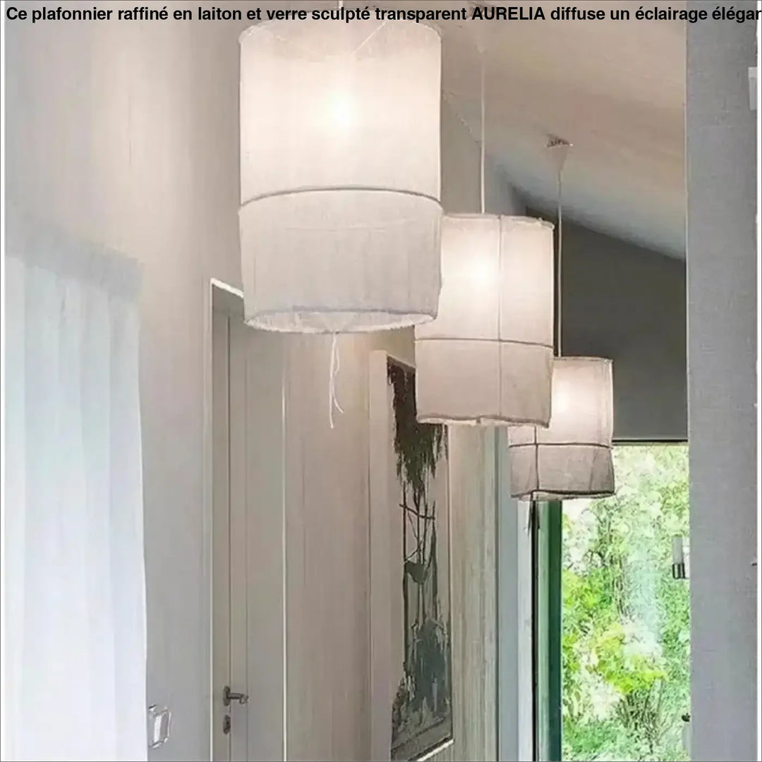 Suspension luminaire au design minimaliste en tissu blanc chic