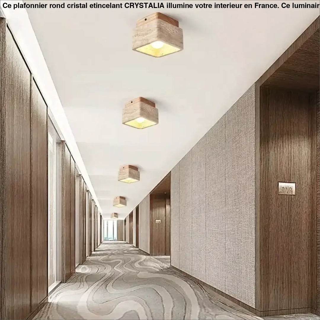 Plafonnier Cube Effet Pierre Naturelle Style Minimaliste