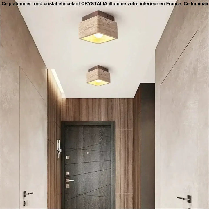Plafonnier Cube Effet Pierre Naturelle Style Minimaliste