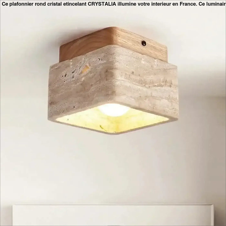 Plafonnier Cube Effet Pierre Naturelle Style Minimaliste