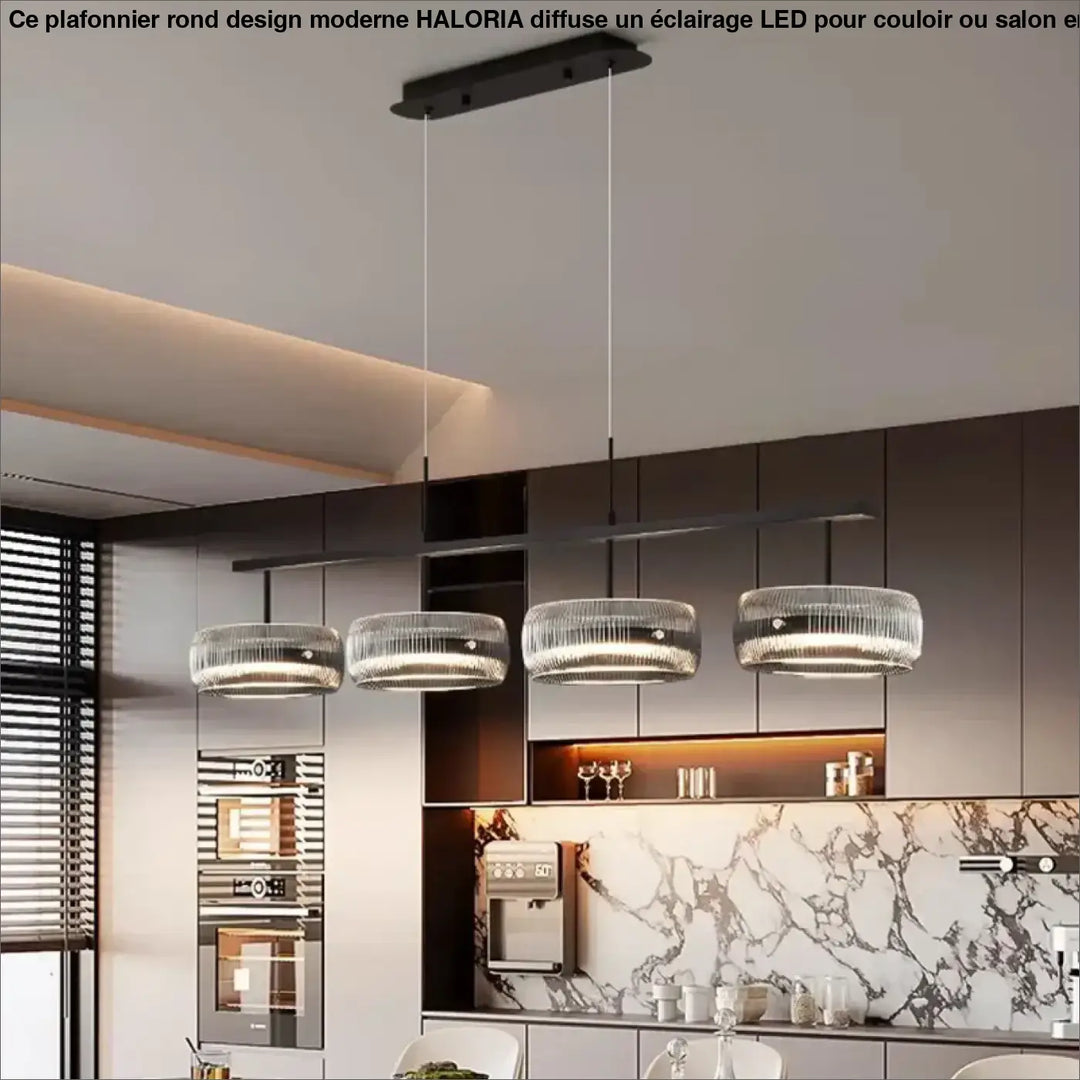 Suspension design moderne noir verre transparent métal