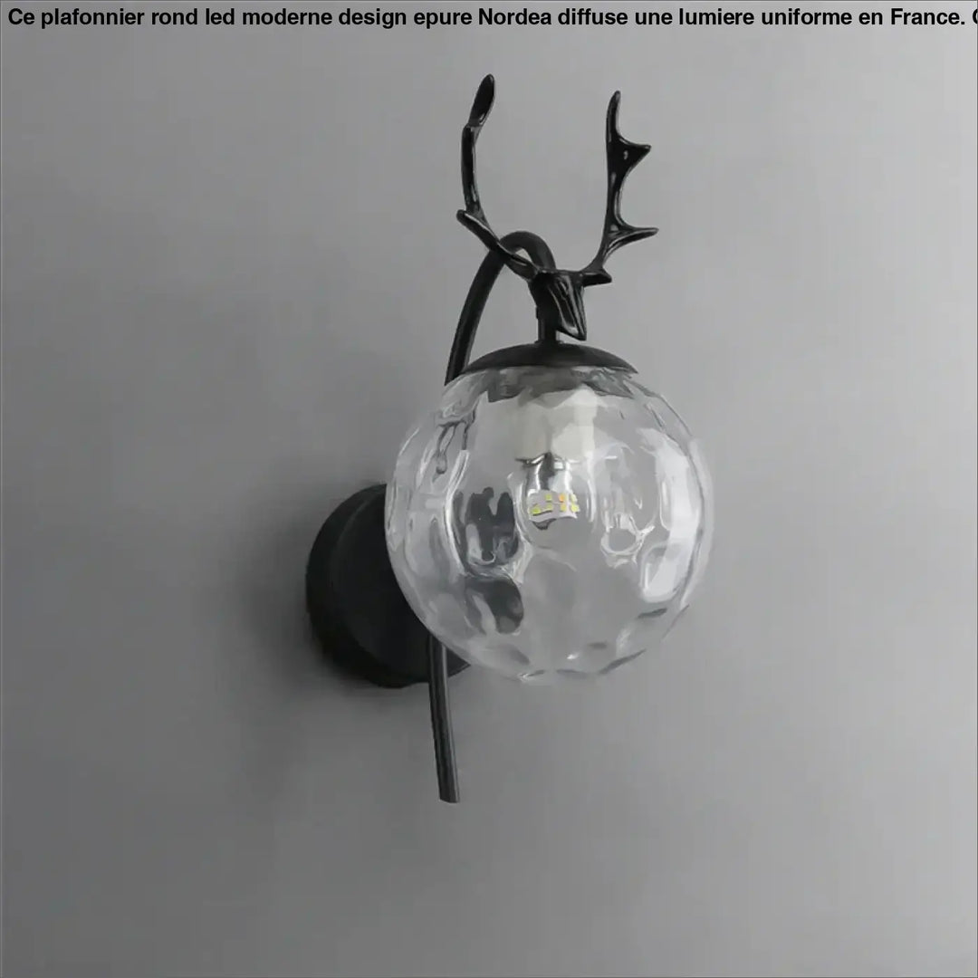 Applique murale boule en verre orné de cornes de cerf