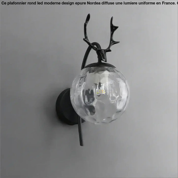 Applique murale boule en verre orné de cornes de cerf