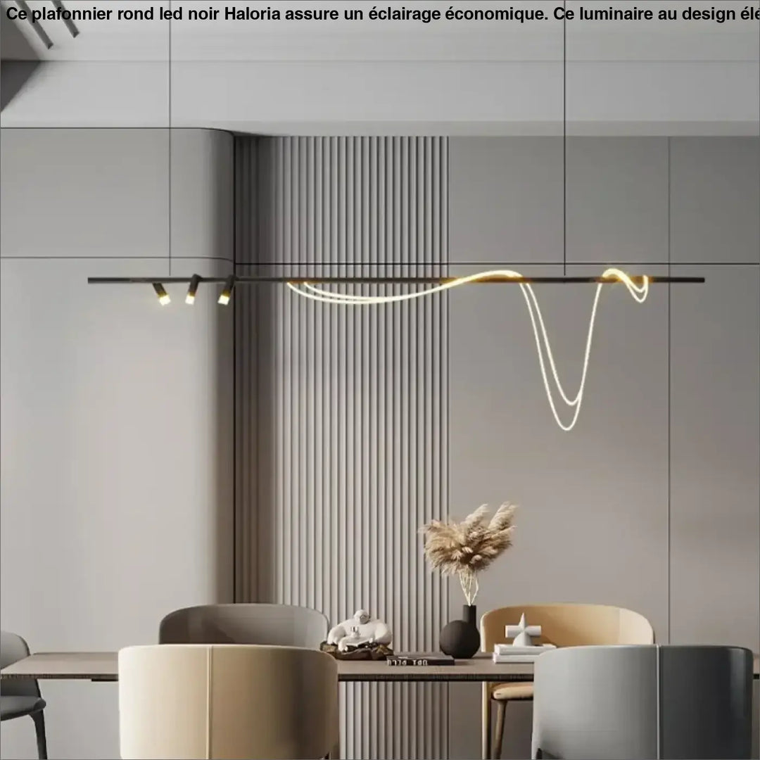 Suspension minimaliste led avec cordon long doré style luxe