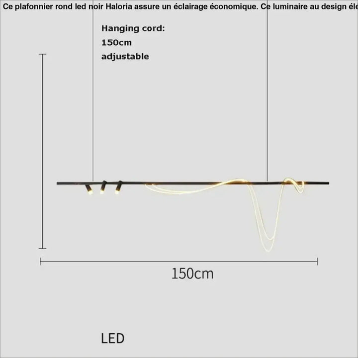 Suspension minimaliste led avec cordon long doré style luxe