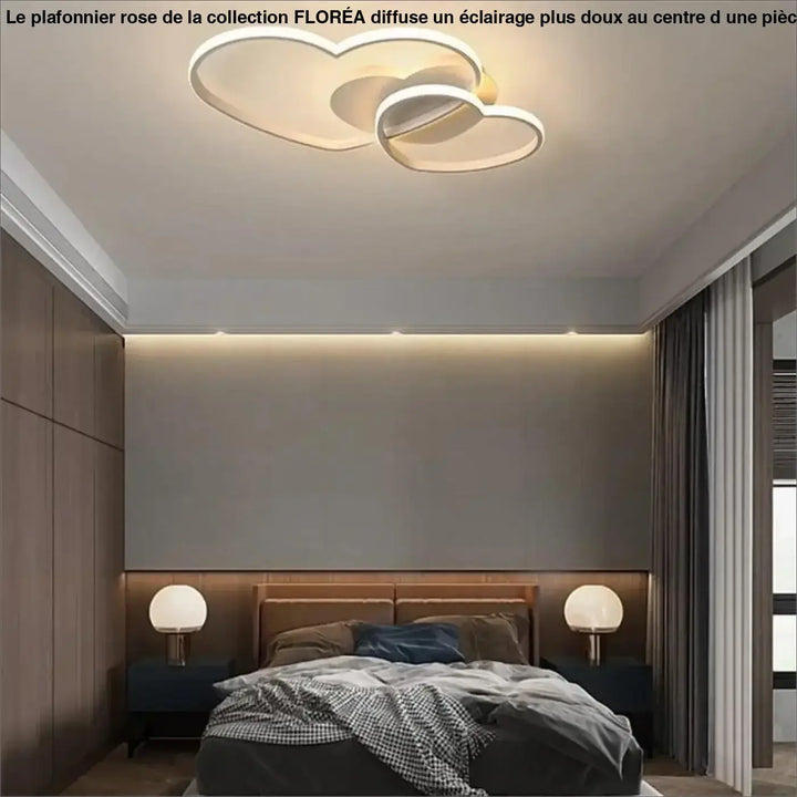 Plafonnier rose led blanc moderne avec design cœur entrelacé pour un éclairage plus élégant au centre d’une pièce