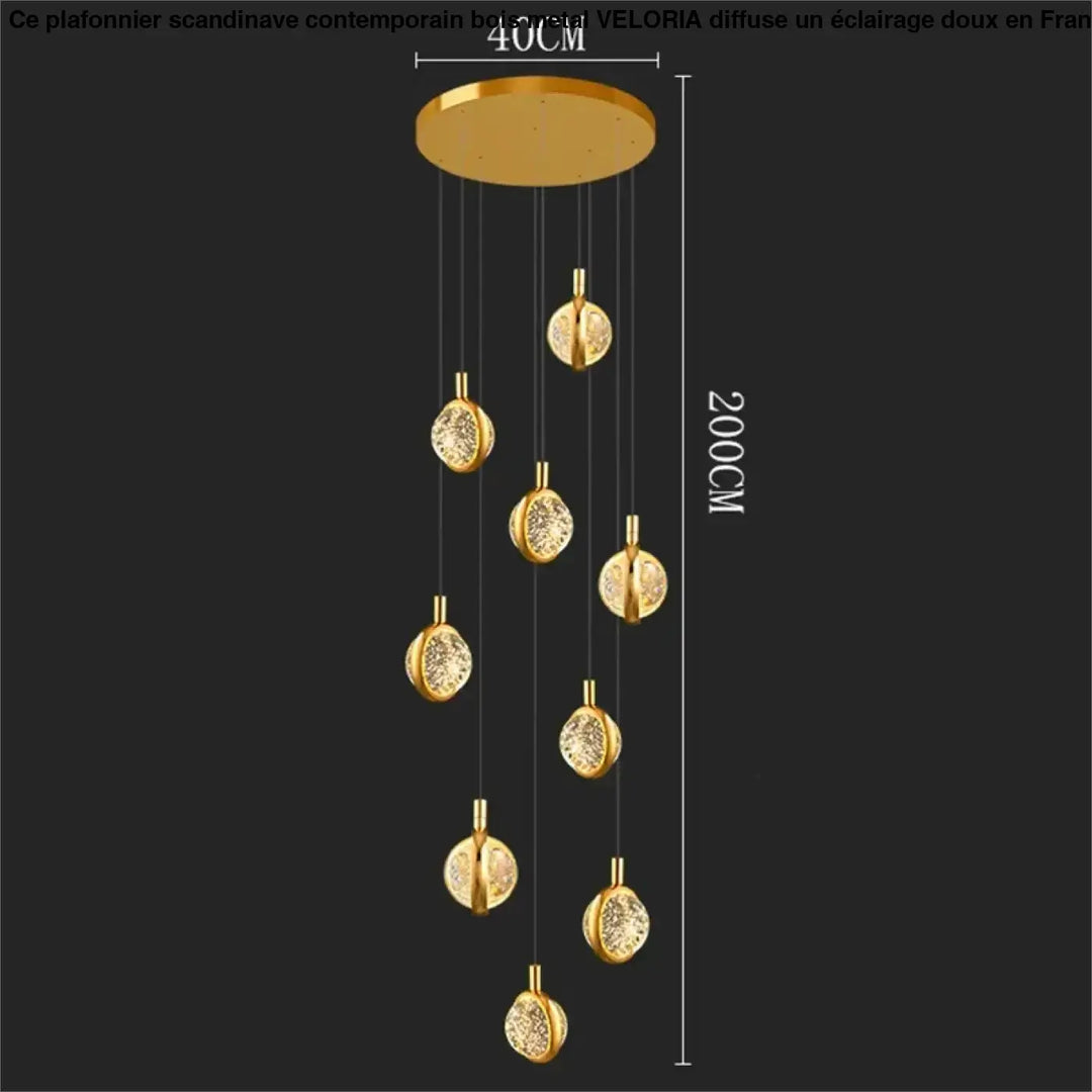 Suspension Cascade Dorée à Disques Cristal Design Luxueux

