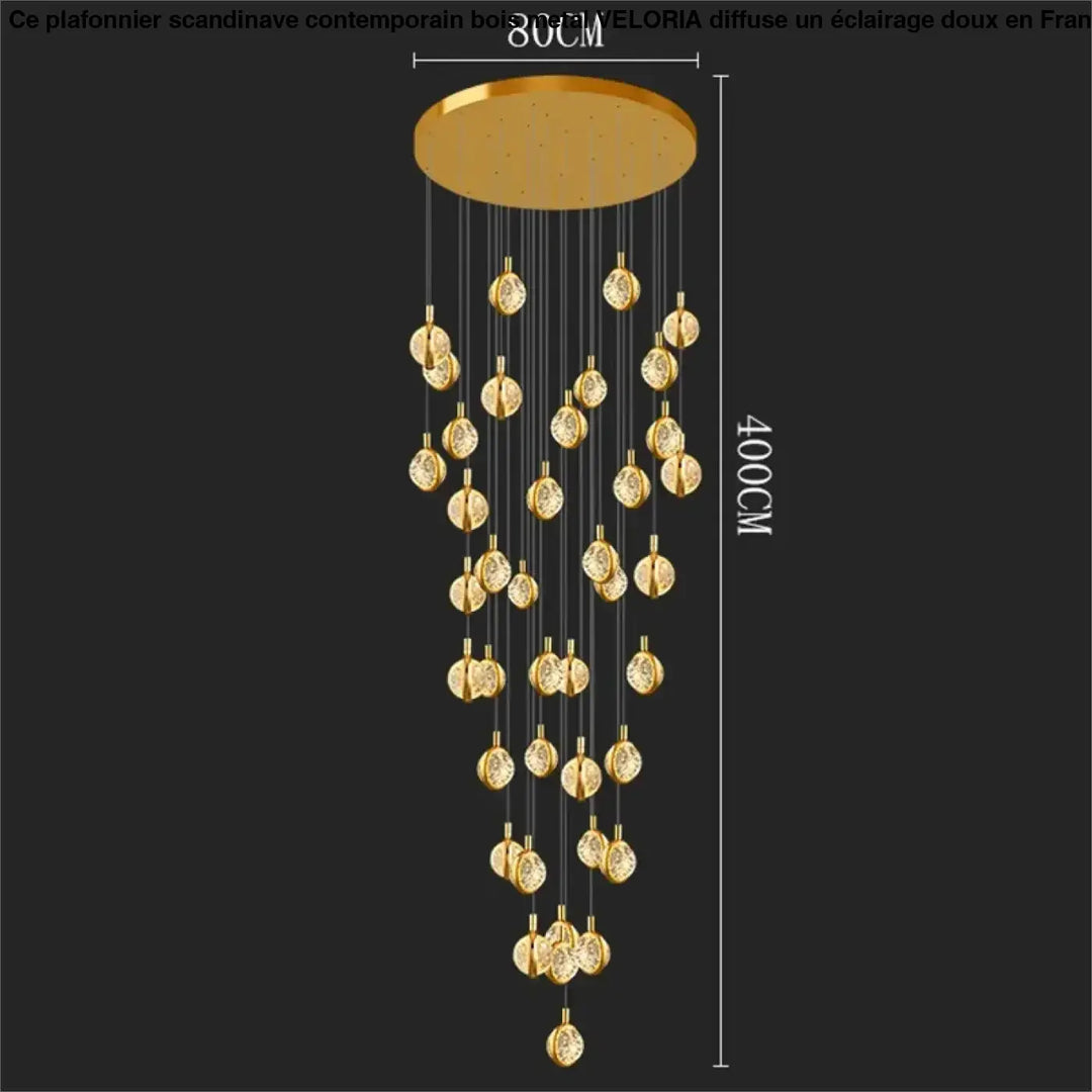 Suspension Cascade Dorée à Disques Cristal Design Luxueux

