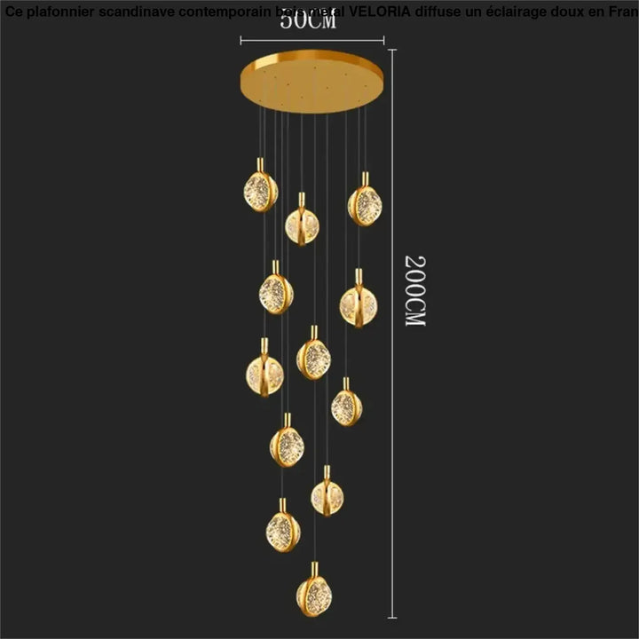 Suspension Cascade Dorée à Disques Cristal Design Luxueux

