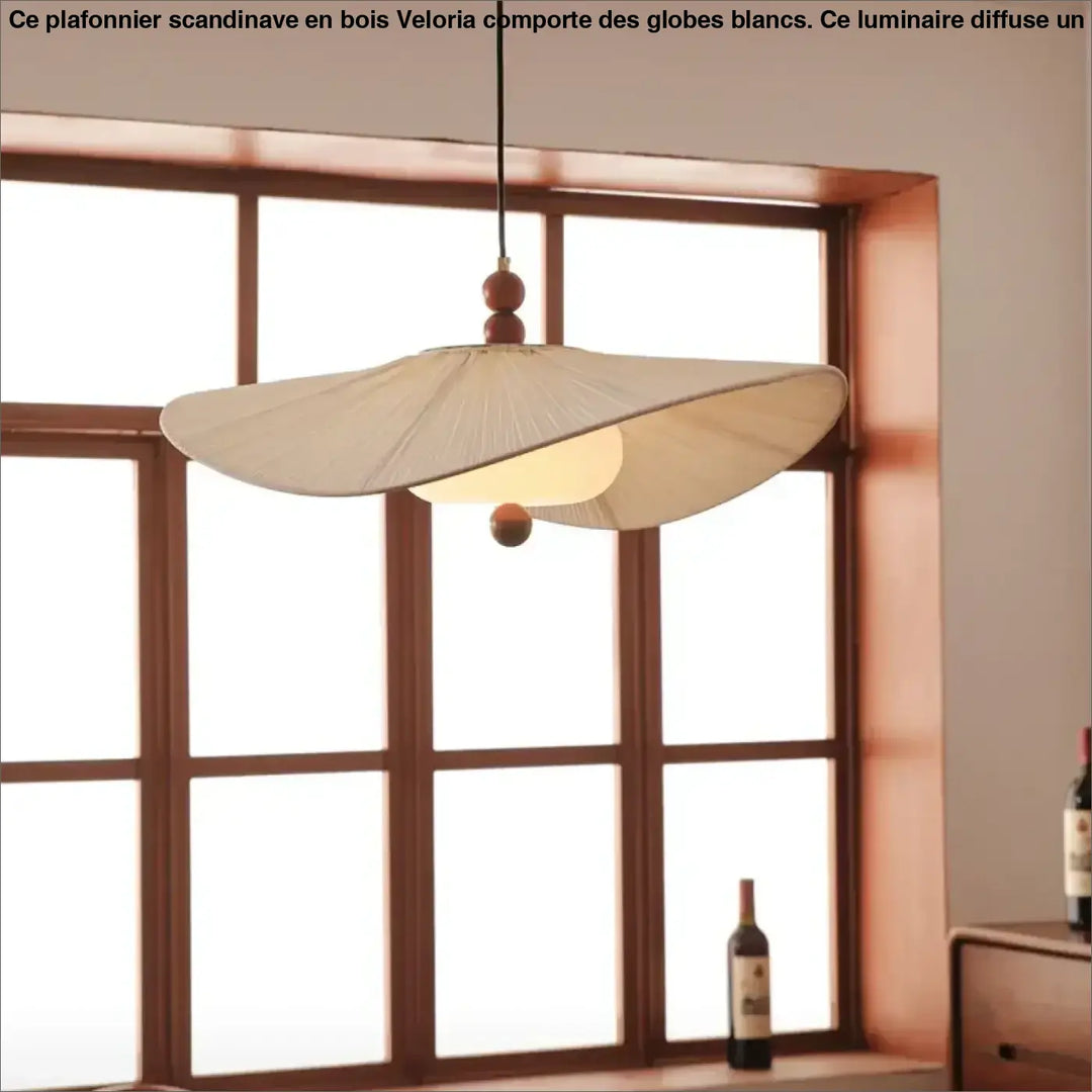 Suspension luminaire en fibre avec design ondulé au style naturel