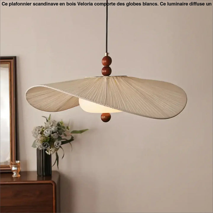 Suspension luminaire en fibre avec design ondulé au style naturel