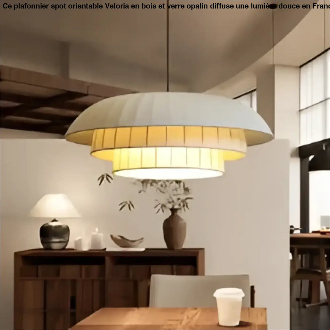 Suspension luminaire blanche à couches avec une lueur chaude pour décoration intérieure moderne