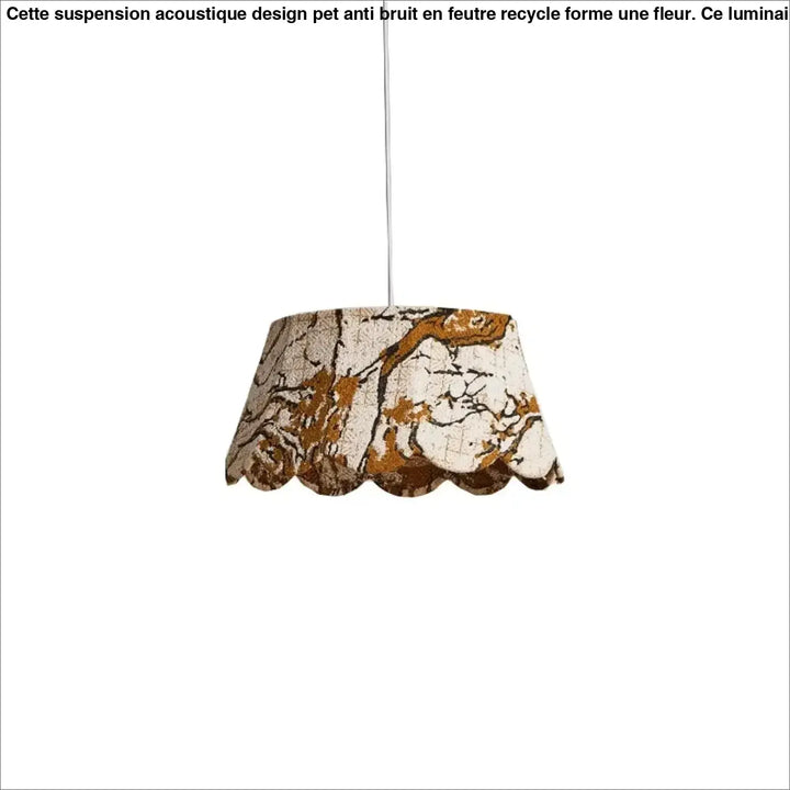 Suspension luminaire en tissu brodé motifs dorés élégants