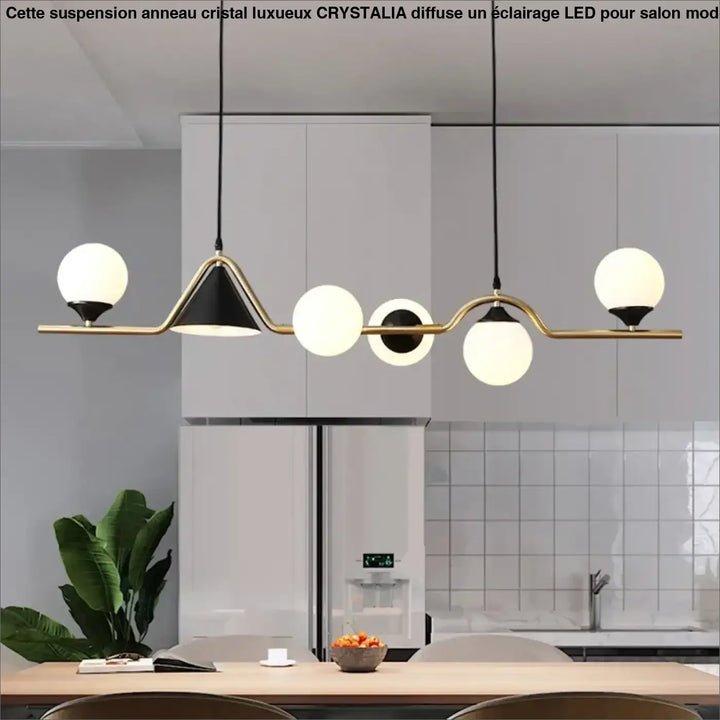Suspension luminaire originale à boules en verre fumé style élégant