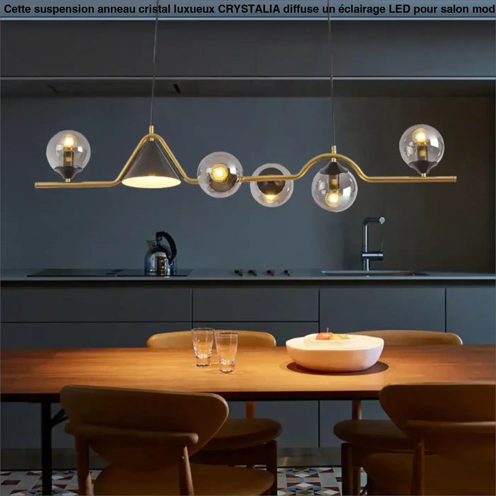 Suspension luminaire originale à boules en verre fumé style élégant