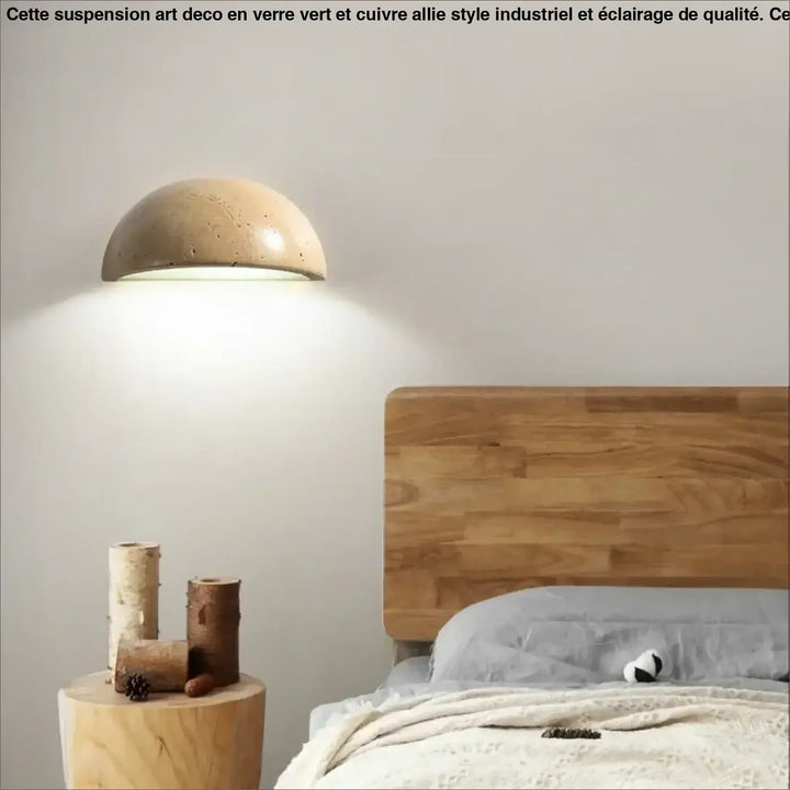 Applique marbre beige forme demi-sphère led style raffiné