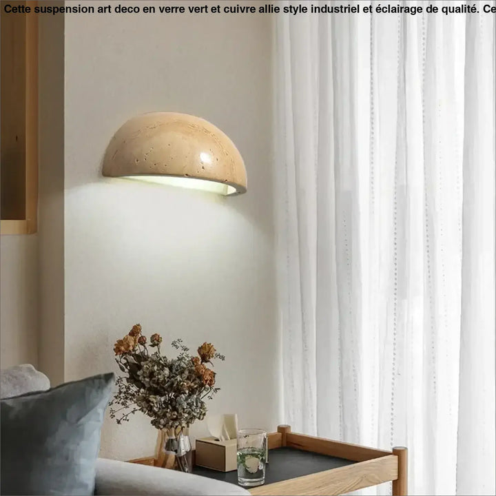 Applique marbre beige forme demi-sphère led style raffiné