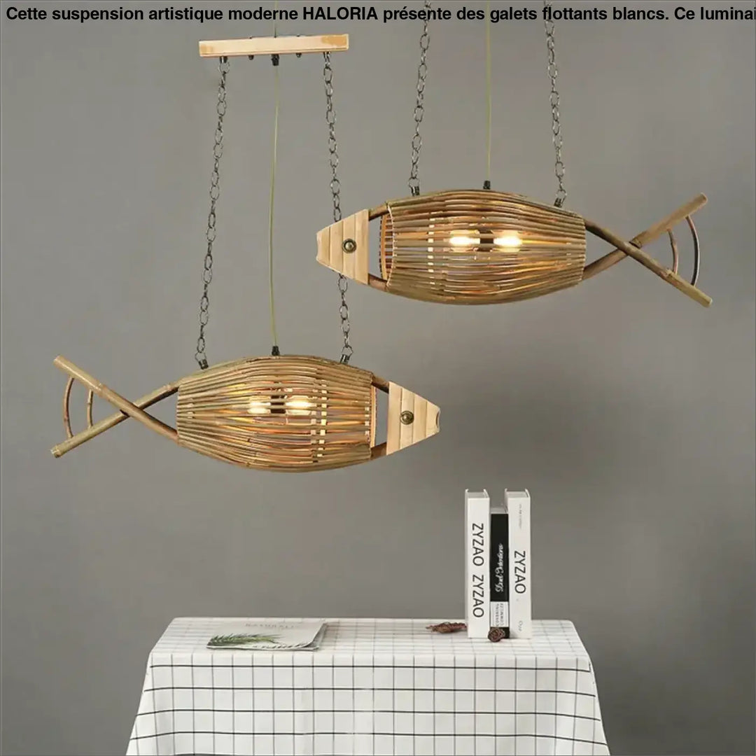 Woven Bamboo Fish Pendant Lights Restaurant Light Retro Bar Creative Teahouse Lamp Living Room Wall Decor Farm Hotel