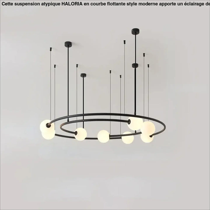 Suspension Design Anneau Aérien Avec Sphères Opales

