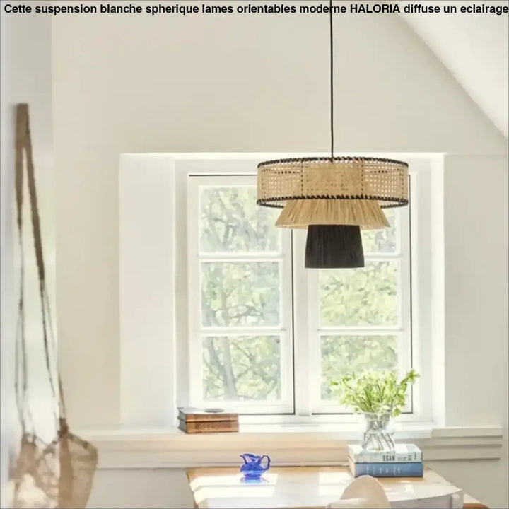 Suspension luminaire en rotin tressé au style nordique et élégant