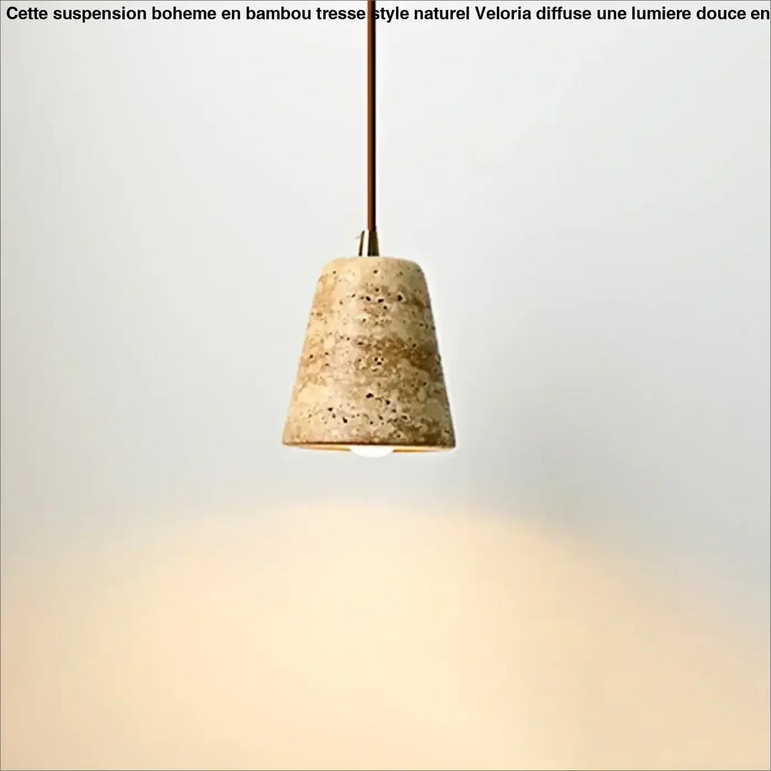 Suspension luminaire conique en pierre naturelle et métal moderne