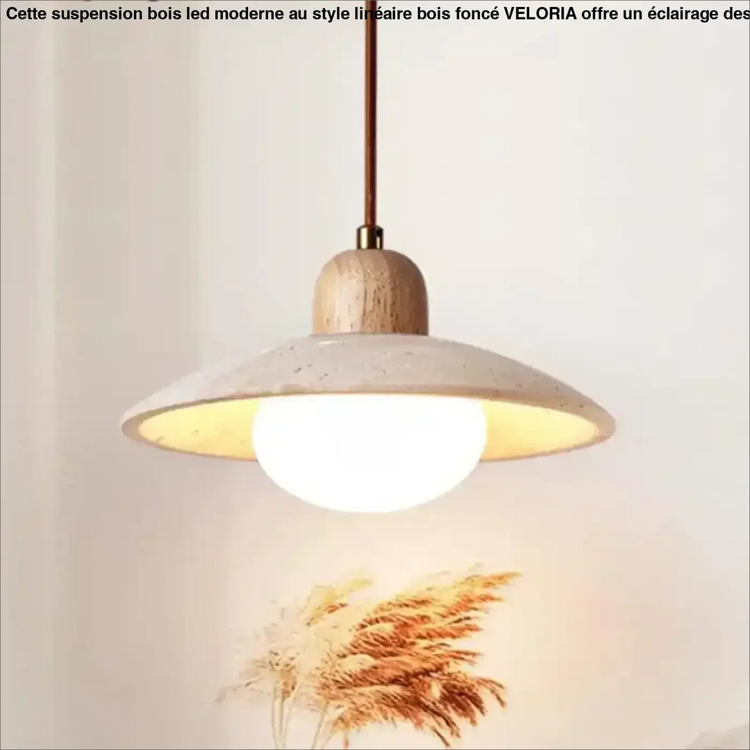Suspension luminaire design moderne et nordique en pierre et bois