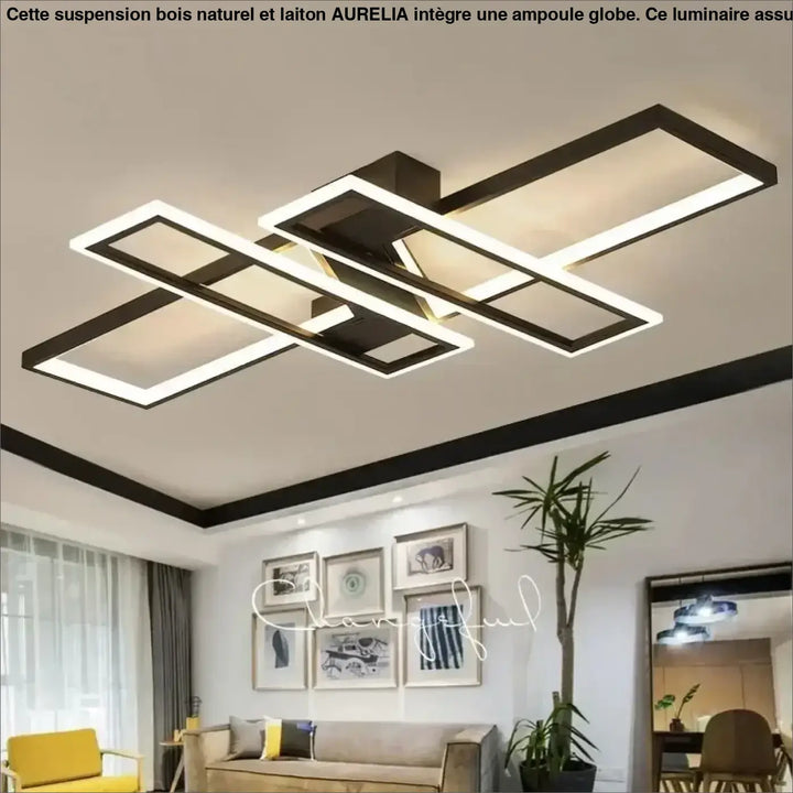 Plafonnier LED géométrique rectangulaire au style moderne minimaliste

