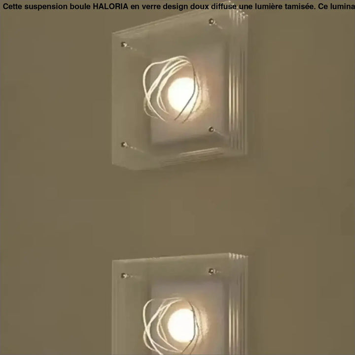 Applique design carrée en verre transparent beige élégante