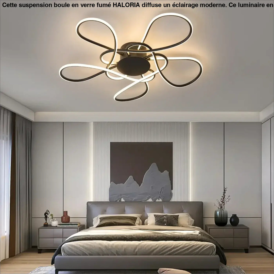 Plafonnier LED Design Floral Avec Rubans Lumineux Style Moderne