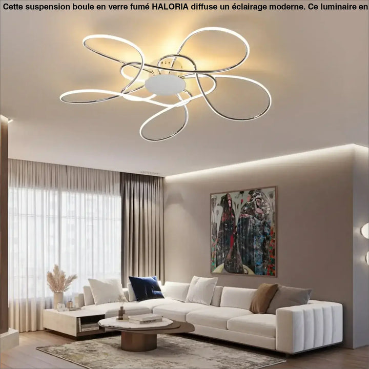 Plafonnier LED Design Floral Avec Rubans Lumineux Style Moderne