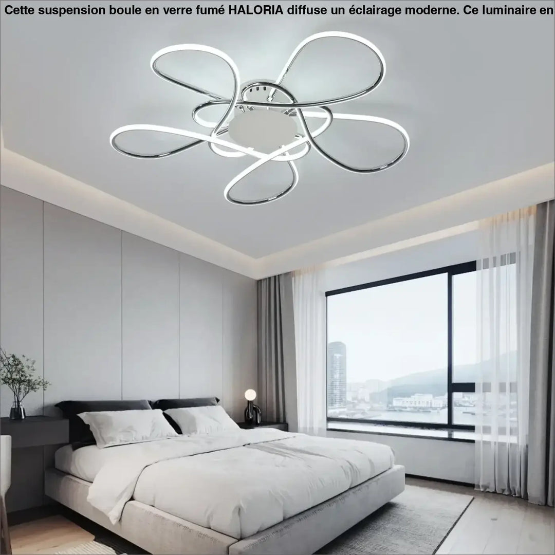 Plafonnier LED Design Floral Avec Rubans Lumineux Style Moderne