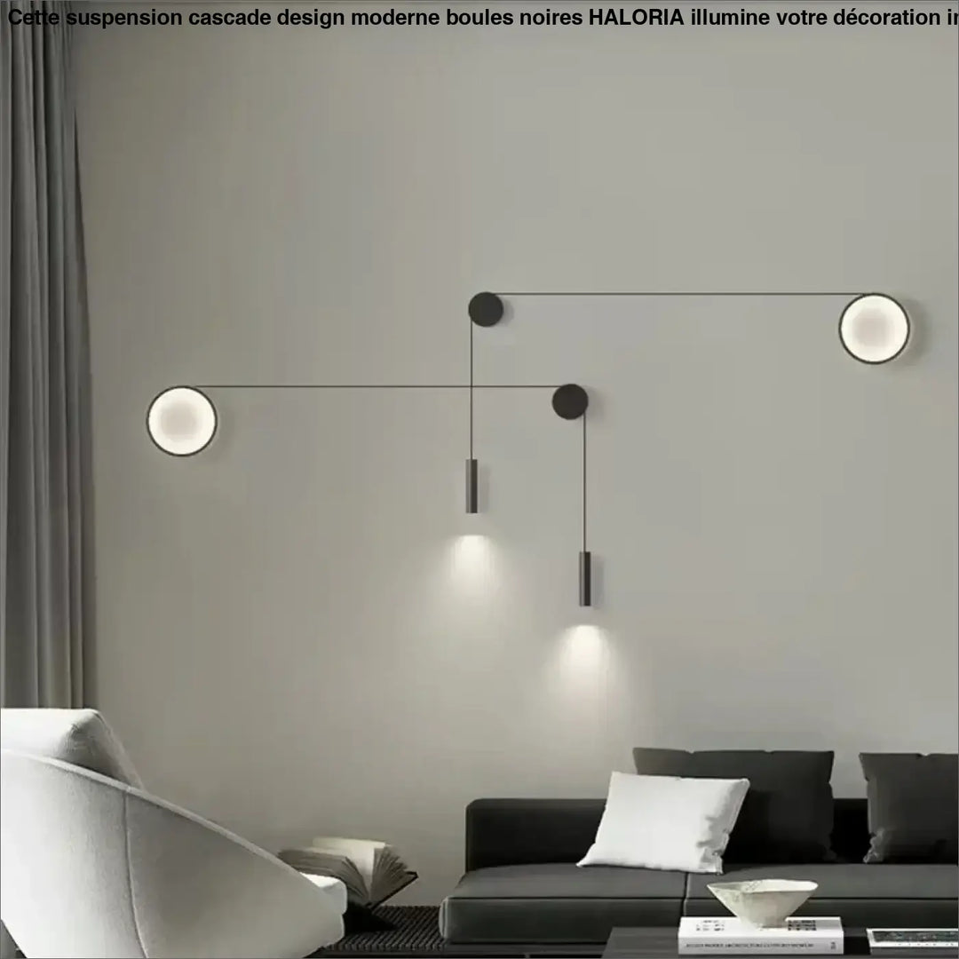 Applique Murale Design Noire Avec Éclairage Double Suspendu