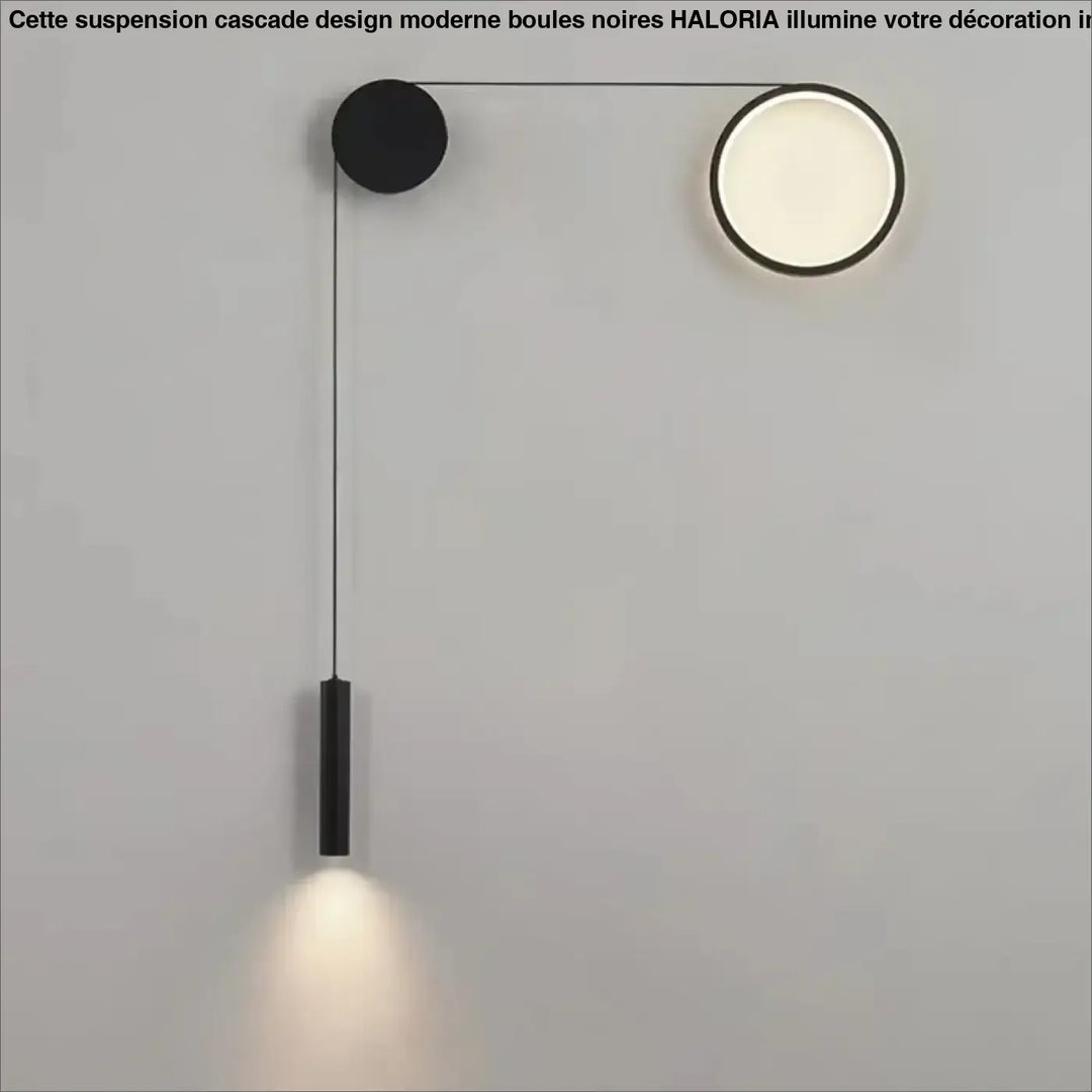 Applique Murale Design Noire Avec Éclairage Double Suspendu