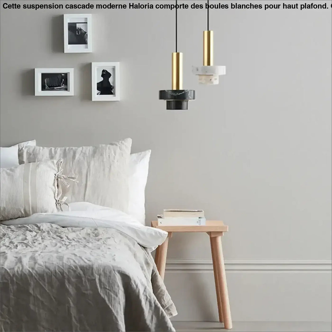 Suspension Design En Laiton Et Pierre Terrazzo Moderne