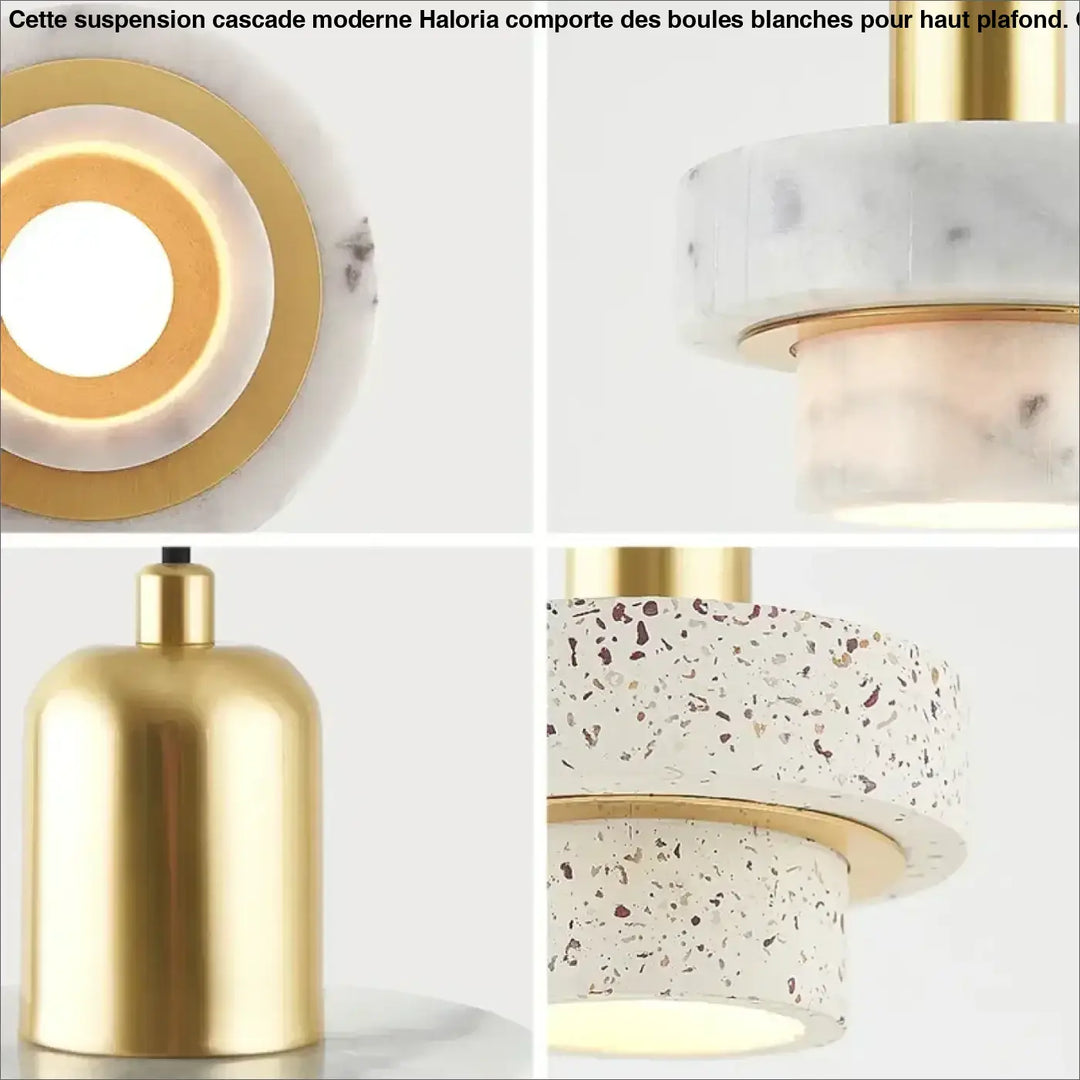 Suspension Design En Laiton Et Pierre Terrazzo Moderne