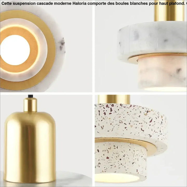 Suspension Design En Laiton Et Pierre Terrazzo Moderne
