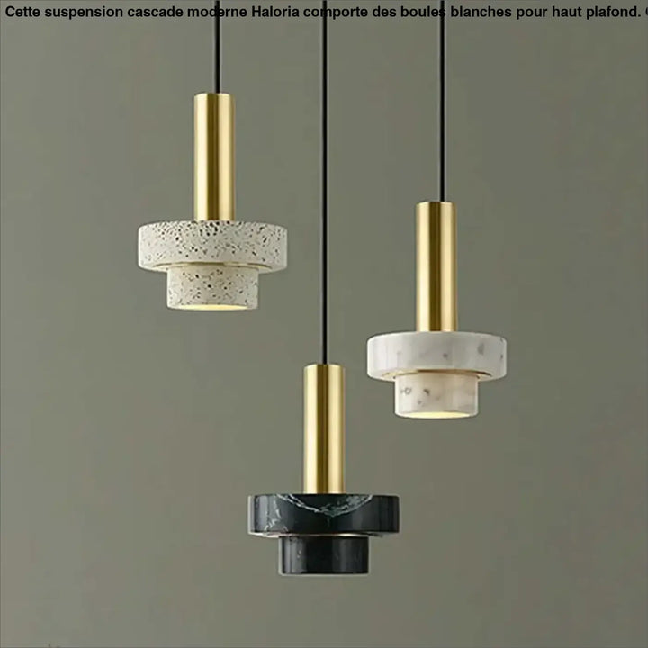 Suspension Design En Laiton Et Pierre Terrazzo Moderne