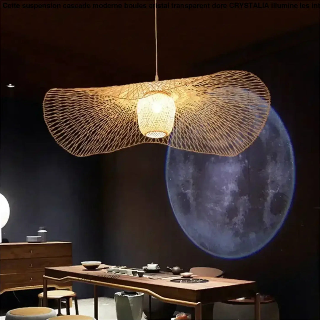 Suspension Luminaire Métal Tissé Design Contemporain pour Salon

