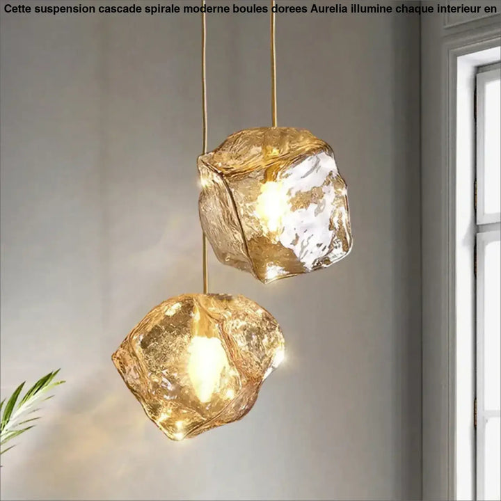 Suspension Luminaire Design Glaçon en Verre Transparent