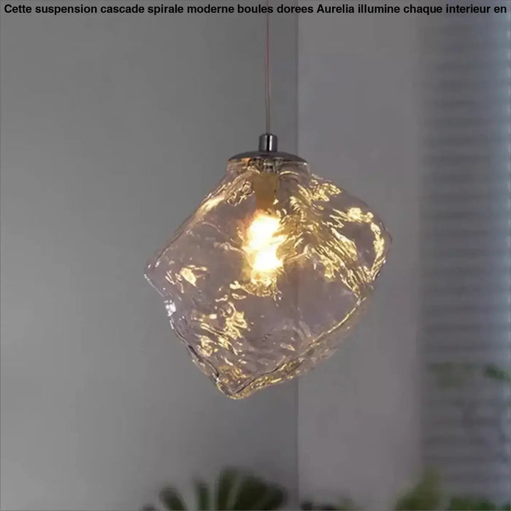 Suspension Luminaire Design Glaçon en Verre Transparent