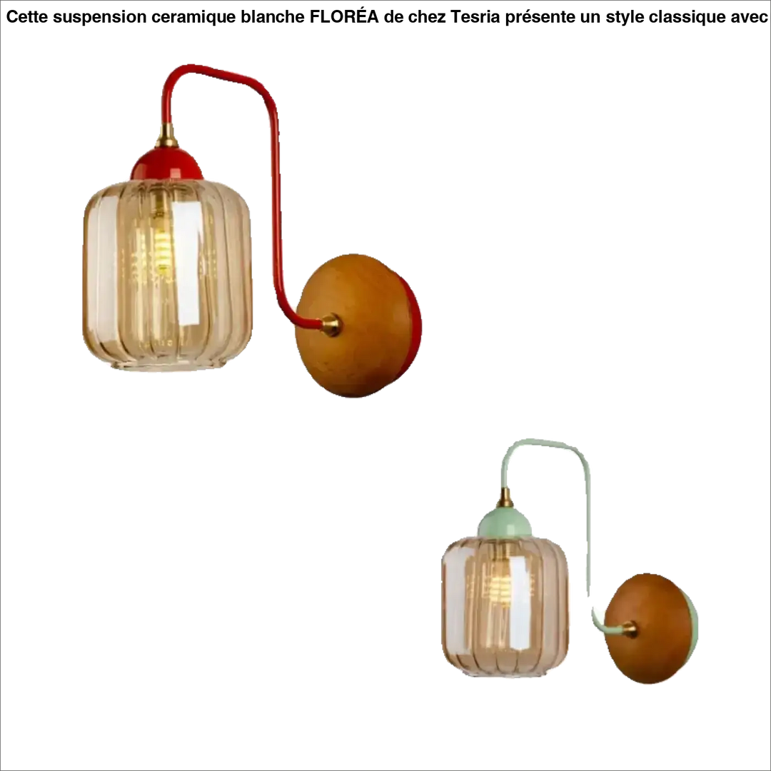 Applique murale design verre transparent et support bois élégant
