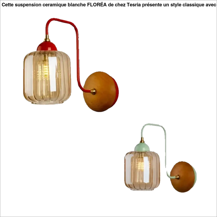 Applique murale design verre transparent et support bois élégant