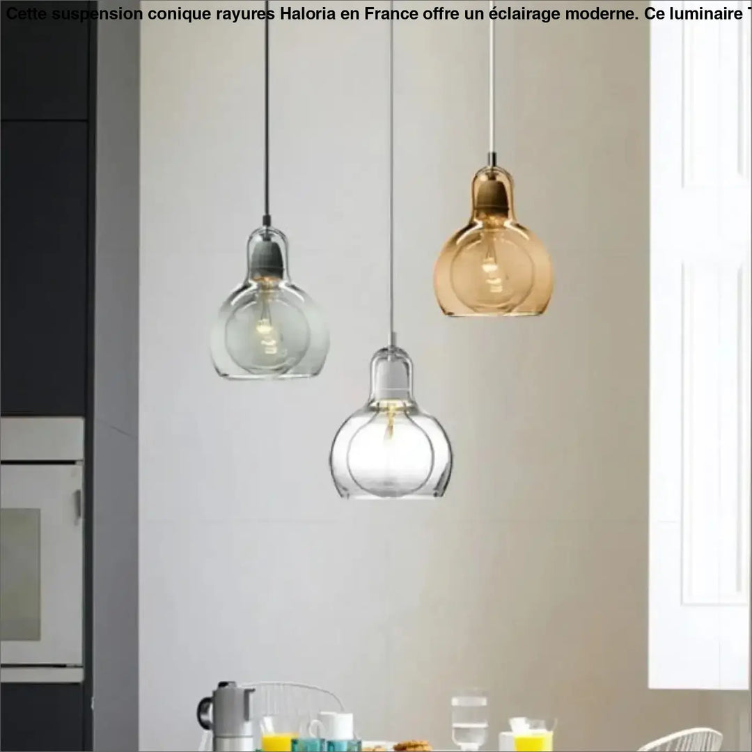 Suspension luminaire en verre coloré style moderne gris doré clair