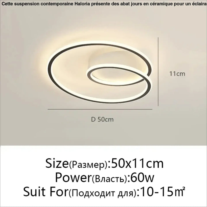 Plafonnier rond led noir élégant et économique style modern